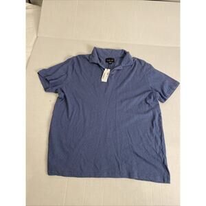 NWT Velvet By Graham & Spencer Men’s L Beck Polo Marine Cotton linen Blend